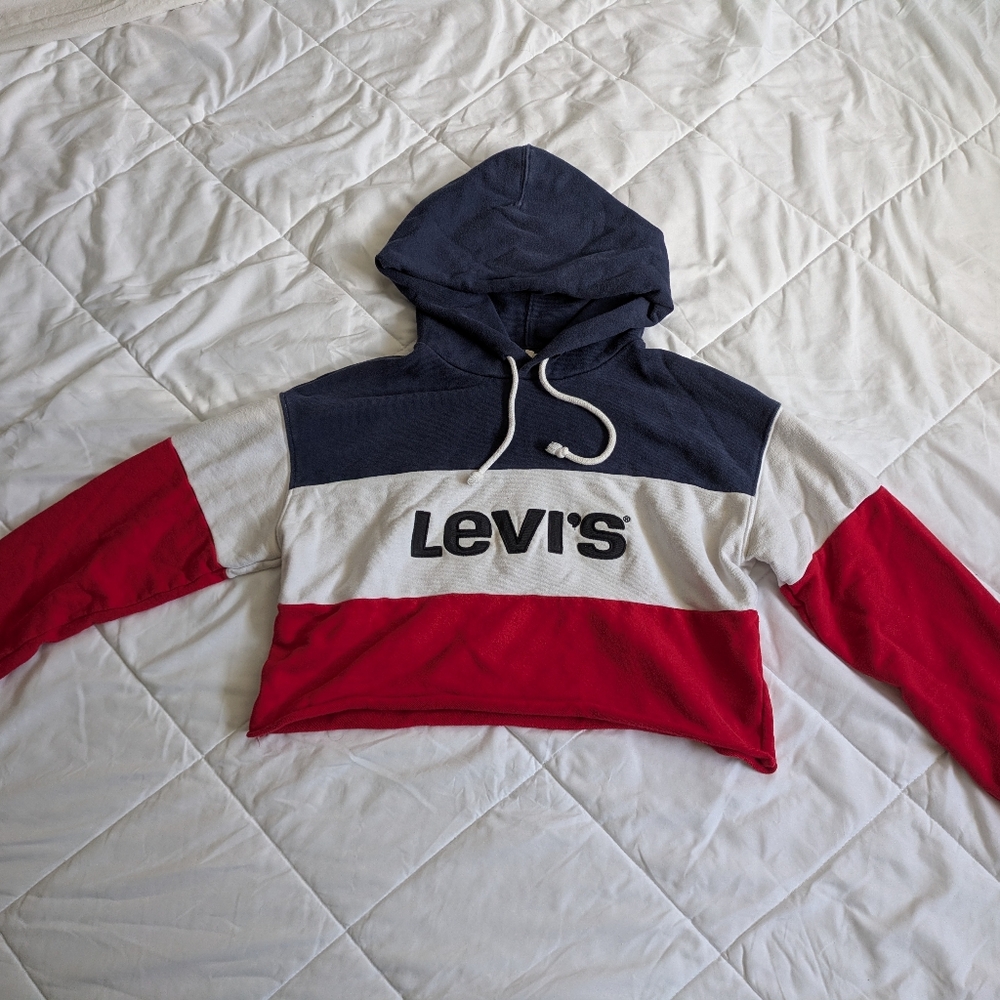 Levi's Women's Red and Blue Colorblock Hoodie